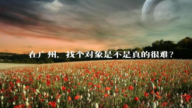 在广州，找个对象是不是真的很难？